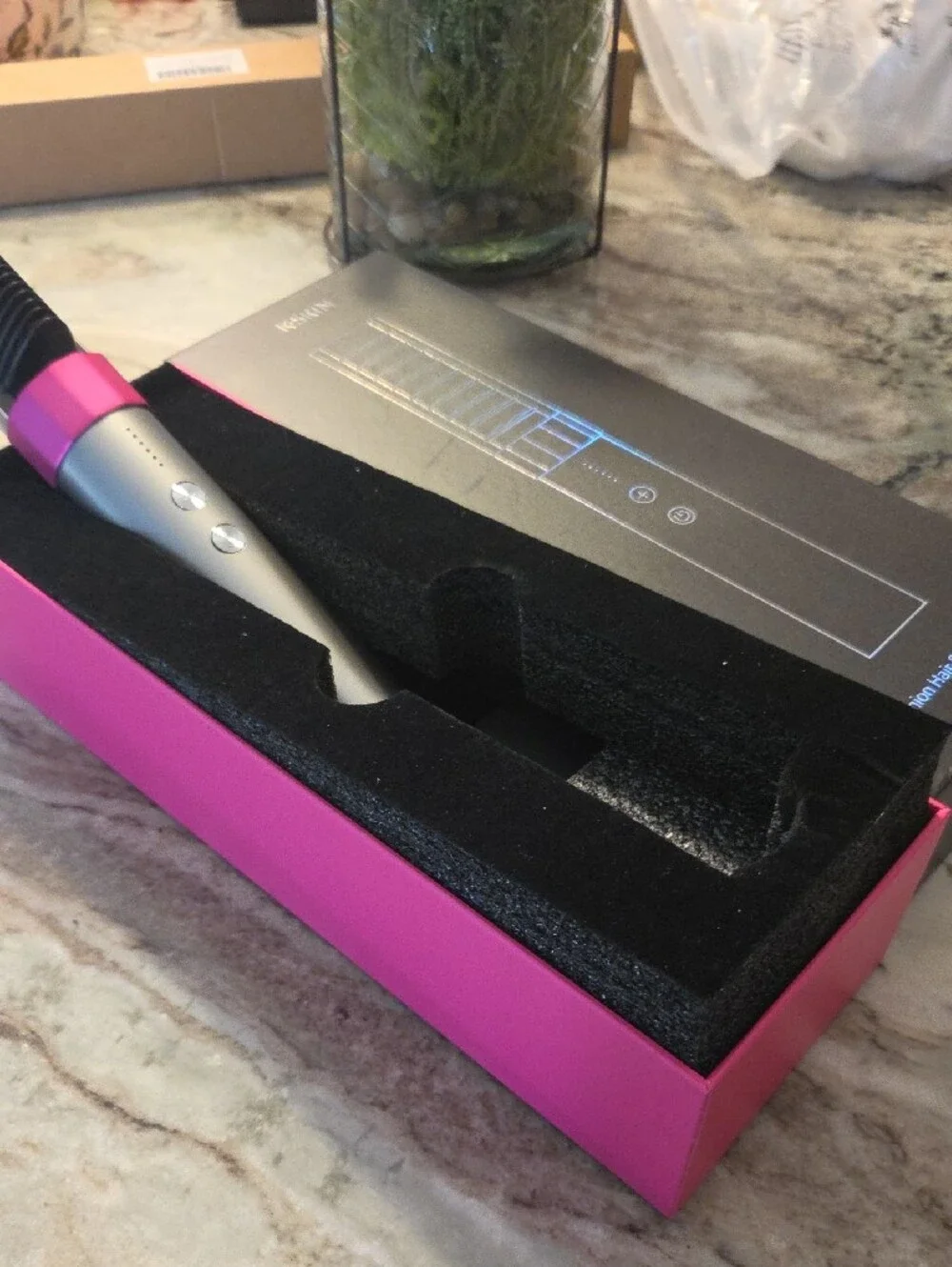 Skin Pink and Black Anion Hair Straightener Brush